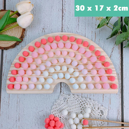 Rainbow Board Wooden Toys Baby Montessori Educational Toys Color Sorting Sensory Nordic Wood Toys Clip Beads Games Gift for Kids